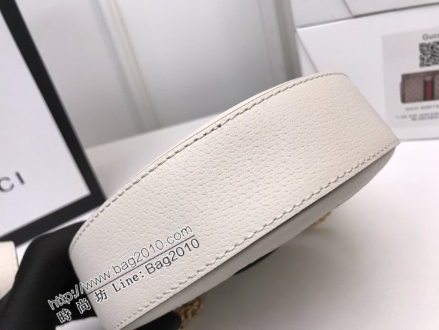 Gucci新款包包 古馳Ophida系列GG圓餅包 Gucci白色鏈條小圓餅包 550618  ydg3168